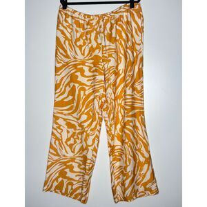 NEW H&M Wide Leg Elastic High Waist Satin Pull On Drawstring Pant Womens Size XL